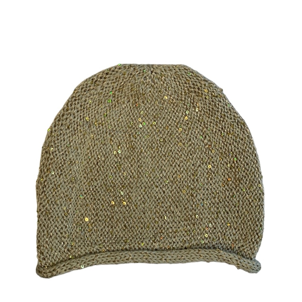 ALDO Tan Slouchy Beanie With Gold Sequins